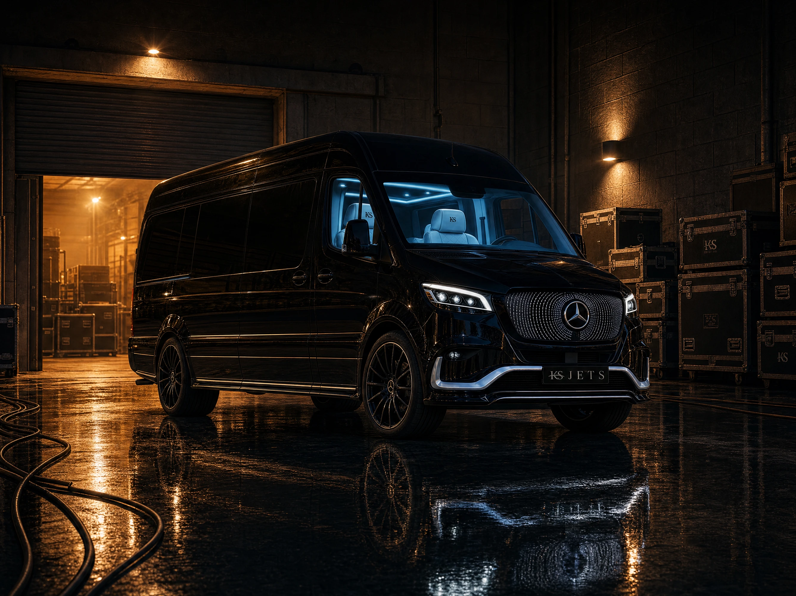 The Sprinter at a loading dock, side door open